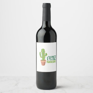 Étiquette Pour Bouteilles De Vin Cactus Feliz Navidad