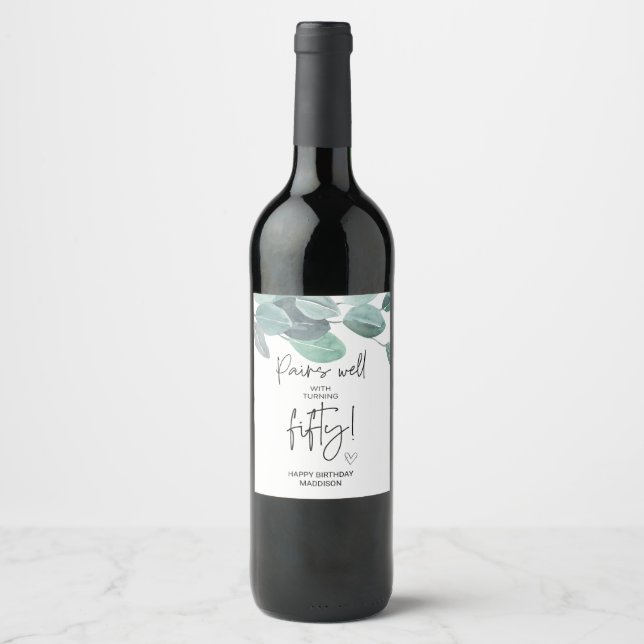 Étiquette Pour Bouteilles De Vin Cadeau 50e anniversaire Cadeau 50e fête pour les p (Devant)