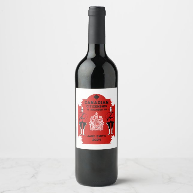 Étiquette Pour Bouteilles De Vin Cadeau de célébration de la citoyenneté canadienne (Devant)