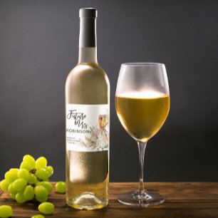 Étiquette Pour Bouteilles De Vin Cadeau de fete de fiançailles Future Mrs Name Vin 