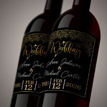 Cadeau de mariage personnalisé noir et or élégant