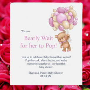 Étiquette Pour Bouteilles De Vin cadeau de naissance ourson rose
