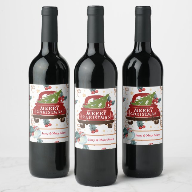 Étiquette Pour Bouteilles De Vin Cadeau de Noël personnalisé (Bouteilles)