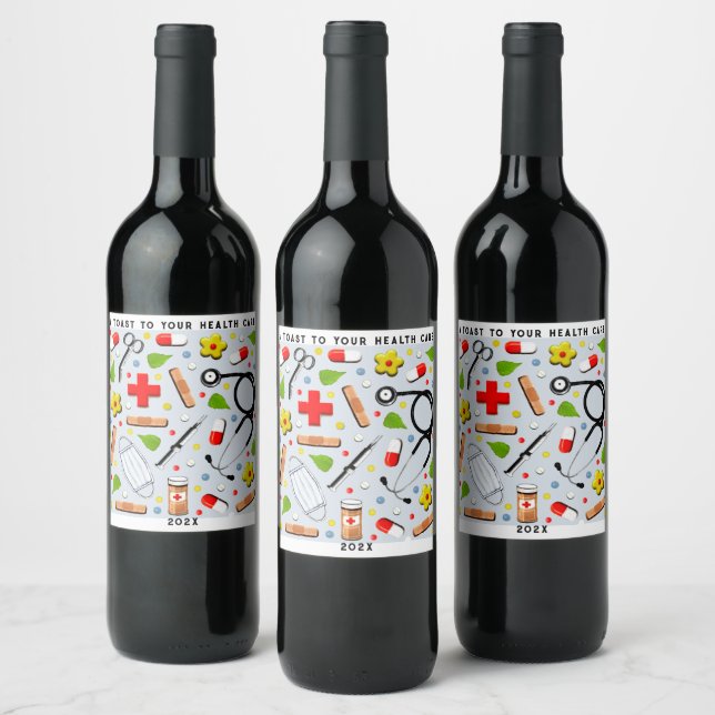 Étiquette Pour Bouteilles De Vin Cadeau infirmière (Bouteilles)