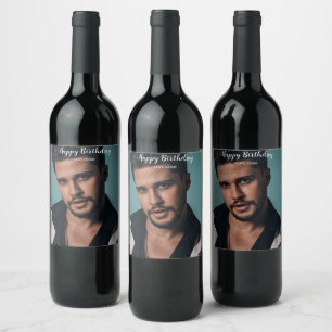 Étiquette Pour Bouteilles De Vin Cadeau personnalisé de photo Joyeux Anniversaire /