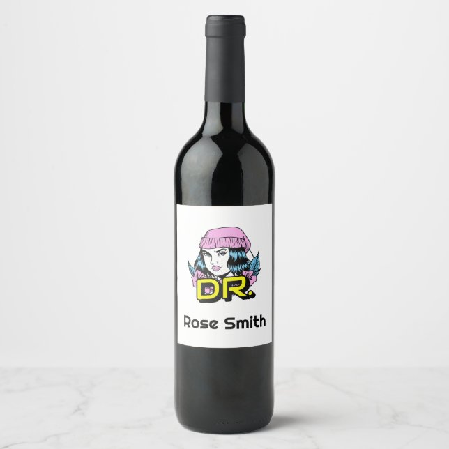 Étiquette Pour Bouteilles De Vin Cadeau personnalisé Dr PhD Docteur (Devant)