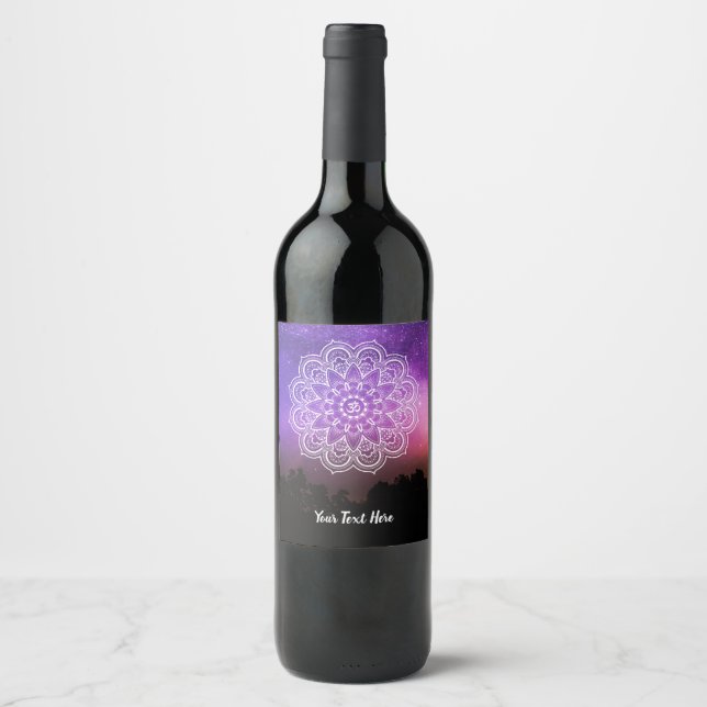 Étiquette Pour Bouteilles De Vin Cadeau personnalisé Mandala (Devant)
