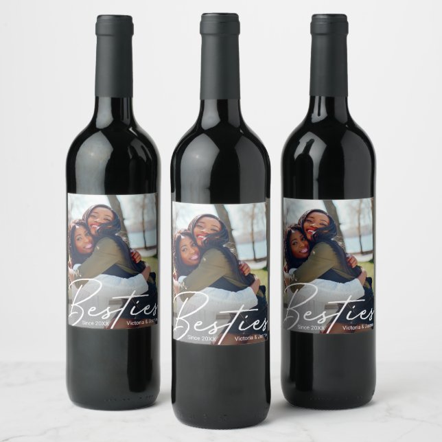 Étiquette Pour Bouteilles De Vin Cadeau photo d'amitié moderne (Bouteilles)