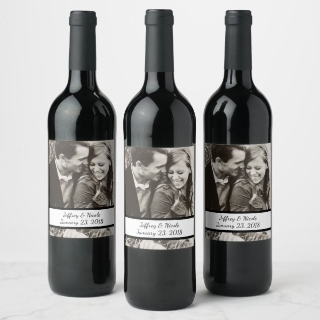 Étiquette Pour Bouteilles De Vin Cadeau photo Mariage personnalisé personnalisé (Bouteilles)