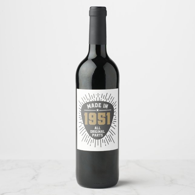 Étiquette Pour Bouteilles De Vin Cadeau pour Made in 1951 (Devant)