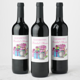 Étiquette Pour Bouteilles De Vin Cadeaux Whimsical Champagne Rose Fête des mariées