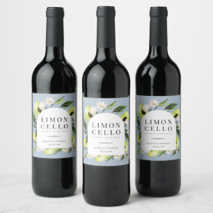 Étiquette Pour Bouteilles De Vin Cadre élégant de citrons botaniques pour vin Limon