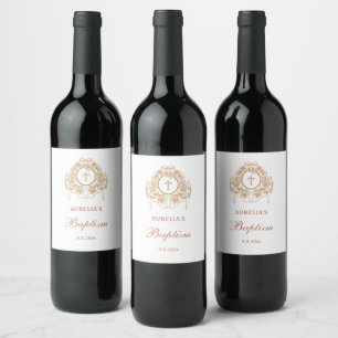 Étiquette Pour Bouteilles De Vin Cadre élégant Sainte Croix Baptême