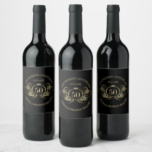 Étiquette Pour Bouteilles De Vin Cadre or et argent avec couronne