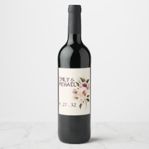 Étiquette Pour Bouteilles De Vin Cadre Rose à la crème de Bourgogne doux