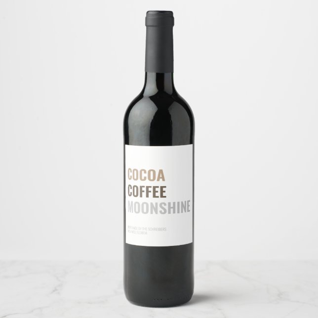 Étiquette Pour Bouteilles De Vin Café Et Monshine De cacao Moderne (Devant)