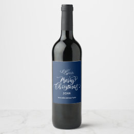 Étiquette Pour Bouteilles De Vin Calligraphie de script de marine Joyeux Noël