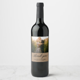 Étiquette Pour Bouteilles De Vin Calligraphie moderne Photo Kraft Mariage