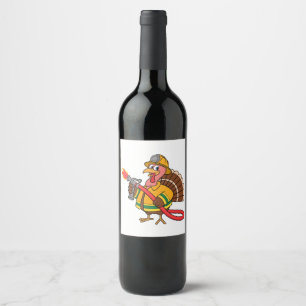 Étiquette Pour Bouteilles De Vin Camions pompiers Thanksgiving Turquie
