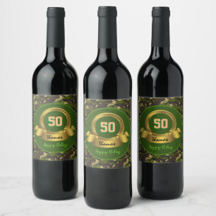 Étiquette Pour Bouteilles De Vin Camouflage armée vert 50e anniversaire / fête de c