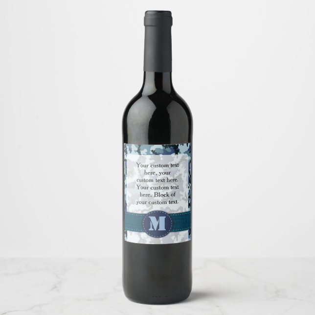 Étiquette Pour Bouteilles De Vin Camouflage de la marine (Devant)