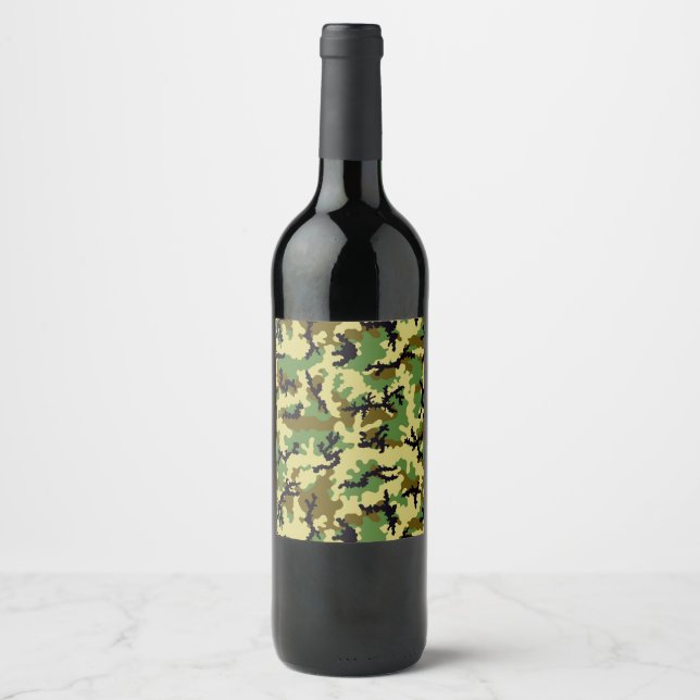 Étiquette Pour Bouteilles De Vin Camouflage des bois (Devant)