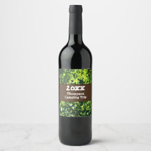 Étiquette Pour Bouteilles De Vin Camping familial Voyage Green Summer Réunion Vacan