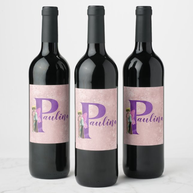 Étiquette Pour Bouteilles De Vin Camping Purple Shimmer Illustré Lettre P (Bouteilles)