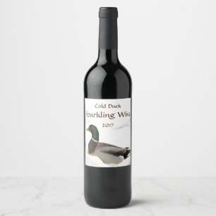 Étiquette Pour Bouteilles De Vin Canard froid dans l'étiquette blanc de vin