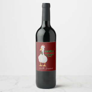 Étiquette Pour Bouteilles De Vin Canard Noël Pun : Avoir un Quitter Noël