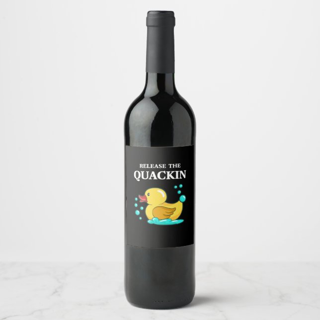 Étiquette Pour Bouteilles De Vin Canard - Relâchez Le Quackin (Devant)