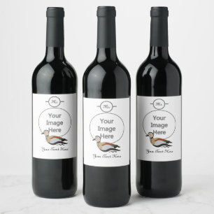 Étiquette Pour Bouteilles De Vin Canard sarcelle à collier adorable nageant