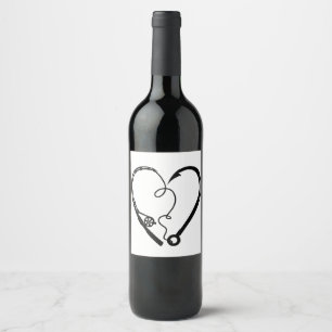 Étiquette Pour Bouteilles De Vin Canne à pêche Cœur Cœur