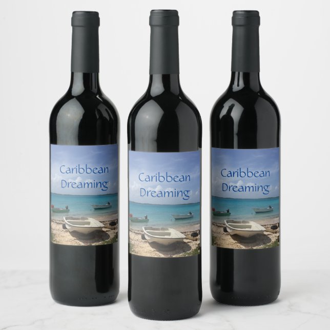 Étiquette Pour Bouteilles De Vin Caraïbes Dream Bonaire Bateaux de pêche Océan (Bouteilles)