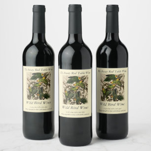 Étiquette Pour Bouteilles De Vin Carolina Parrot de Audubon's Birds of America