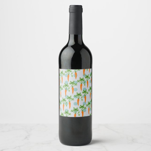 Étiquette Pour Bouteilles De Vin Carottes motifs plantes carottes (Devant)