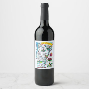Étiquette Pour Bouteilles De Vin Carte ancienne du Vermont