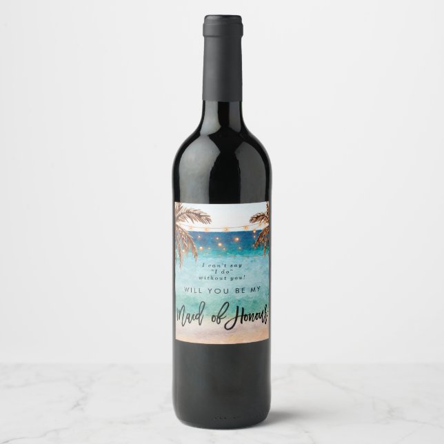 Étiquette Pour Bouteilles De Vin Carte d'honneur de la plage tropicale estivale (Devant)