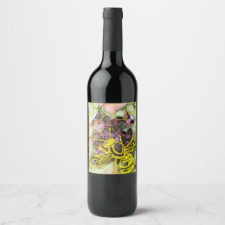 Étiquette Pour Bouteilles De Vin Carte postale de l'art de la ruche amusante autoco