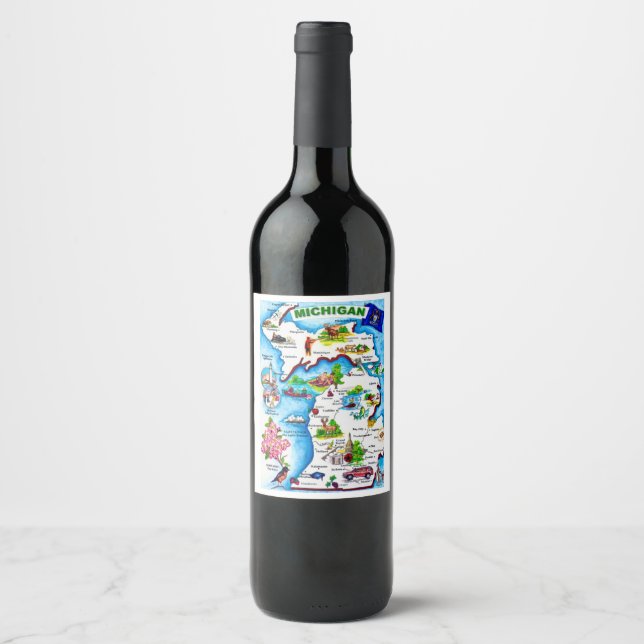 Étiquette Pour Bouteilles De Vin Carte postale du Michigan (Devant)