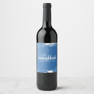 Étiquette Pour Bouteilles De Vin Cascade de neige joyeuse Hanoukka Holiday