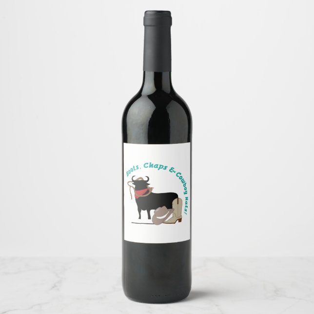Étiquette Pour Bouteilles De Vin Casquettes Cowboy (Devant)
