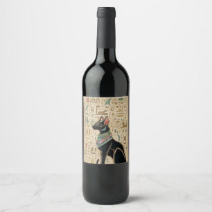 Étiquette Pour Bouteilles De Vin Cat égyptien - Bastet sur le papyrus