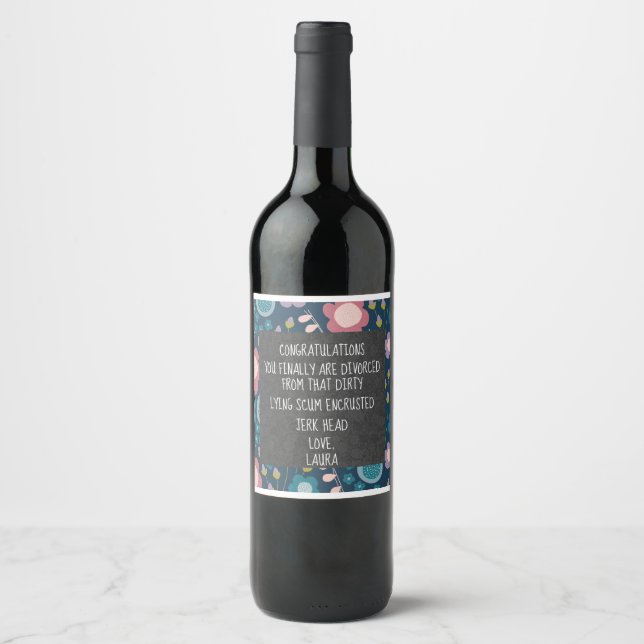Étiquette Pour Bouteilles De Vin Célébration de divorce personnalisé (Devant)