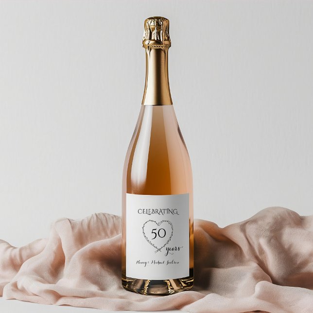 Étiquette Pour Bouteilles De Vin Célébration du 50e anniversaire avec couronne (Créateur téléchargé)