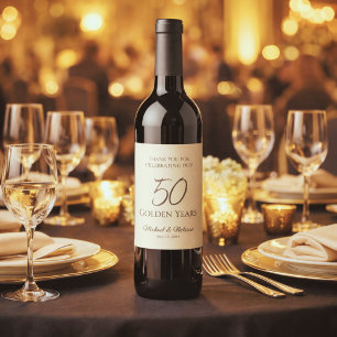 Étiquette Pour Bouteilles De Vin Célébration élégante Champagne Or 50e anniversaire