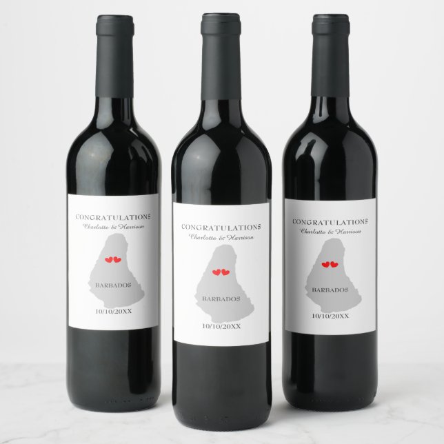 Étiquette Pour Bouteilles De Vin Célébration Mariage de la Barbade (Bouteilles)