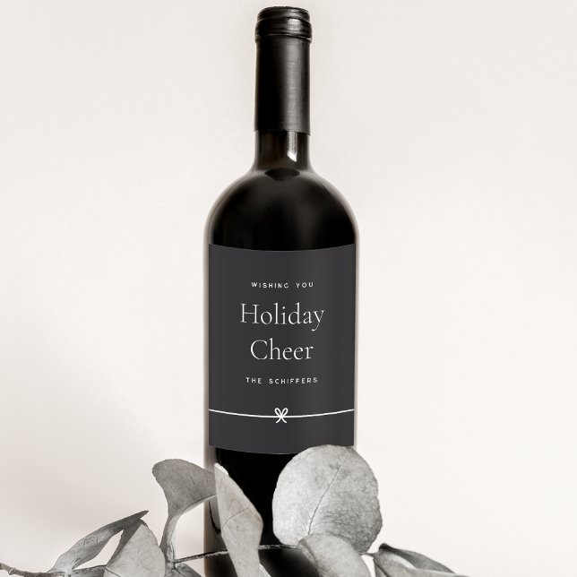 Étiquette Pour Bouteilles De Vin Cendre | Moderne Bow Simple minimum vacances Cheer (Créateur téléchargé)