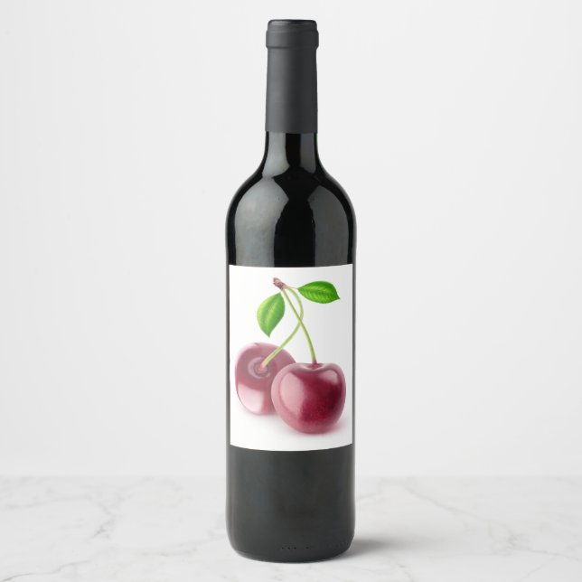 Étiquette Pour Bouteilles De Vin Cerises douces (Devant)