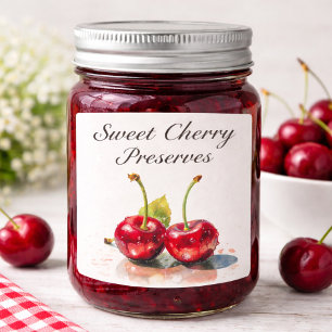 Étiquette Pour Bouteilles De Vin Cerises douces au lavis, personnalisé